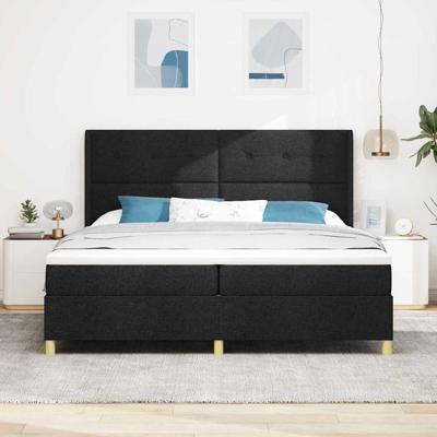 Boxspringbed met matras met hoofdeinde Zwart 200 x 200 cm Stof