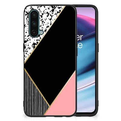 OnePlus Nord CE 5G Backcover Zwart Roze Vormen OnePlus Nord CE 5G Backcover Zwart Roze Vormen