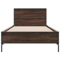 Bedframe bewerkt hout en metaal bruin eikenkleurig 90x190 cm - thumbnail
