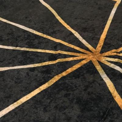 VidaXL Vloerkleed wasbaar anti-slip 120x180 cm zwart en goudkleurig VidaXL Vloerkleed wasbaar anti-slip 120x180 cm zwart en goudkleurig