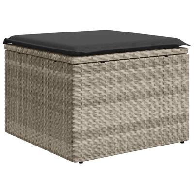 4-delige Loungeset met kussens poly rattan lichtgrijs - thumbnail