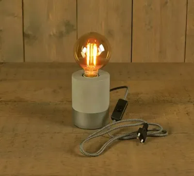 Anna's Collection LED tafellamp E27 cement dip & dye zilver 9,5 x 13cm