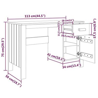 Bureau HAMAR 113x50x75 cm massief grenenhout lichtgrijs