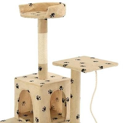 VidaXL Kattenkrabpaal met sisal krabpalen 120 cm pootafdrukken beige VidaXL Kattenkrabpaal met sisal krabpalen 120 cm pootafdrukken beige