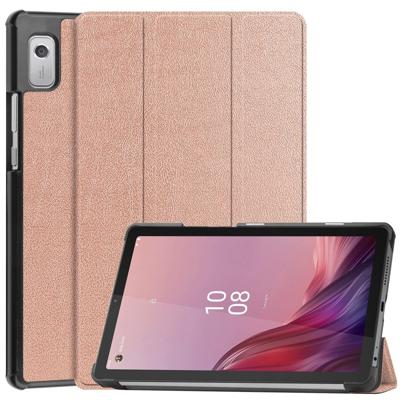Lunso - Lenovo Tab M9 (9 inch) - Tri-Fold Bookcase hoes - Rose Goud