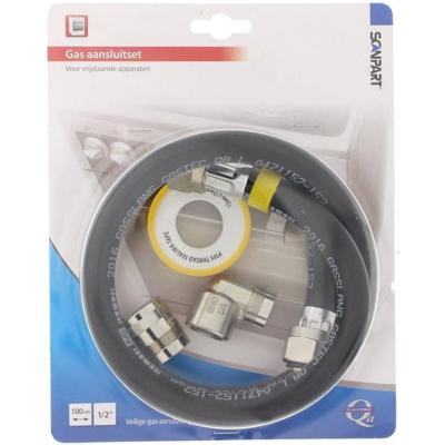Scanpart gasslang aansluitset 1/2 100cm aluminium (NL) Fornuis accessoire Zwart