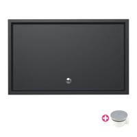 Douchebak Xenz Mariana | 160x100x4 cm | Incl.Afvoersifon-Chroom | Acryl | Rechthoekig | Antraciet mat - thumbnail