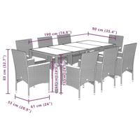 9-delige Tuinset met kussens poly rattan en acaciahout zwart - thumbnail