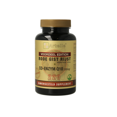 Artelle Rode gist rijst 100mg Q10 30mg 220 Vegetarische capsules Artelle Rode gist rijst 100mg Q10 30mg 220 Vegetarische capsules