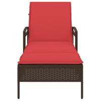 Ligbed met kussen bruin 63x200x81 cm poly rattan (alleen VS) - thumbnail