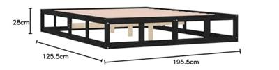 Bedframe massief hout zwart 120x190 cm