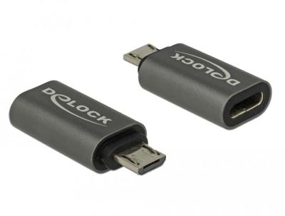 Delock 65927 Adapter USB 2.0 Micro-B male naar USB Type-C 2.0 female antraciet
