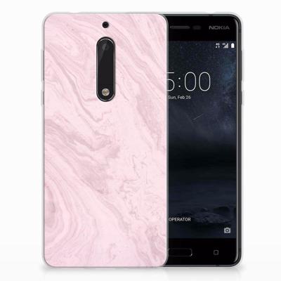 Nokia 5 | TPU | Siliconen hoesje | Marble Pink - Origineel Cadeau Vriendin