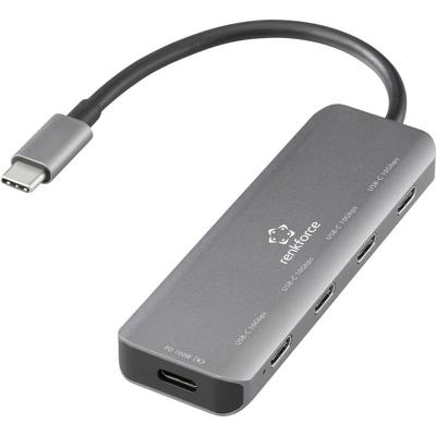 Renkforce RF-USBCH-220 USB-hub 4 poorten Met aluminium behuizing, Met USB-C stekker Grijs