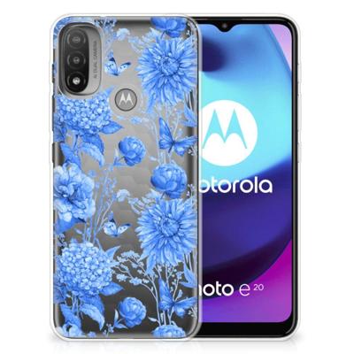TPU Case voor Motorola Moto E20 | E40 Flowers Blue TPU Case voor Motorola Moto E20 | E40 Flowers Blue