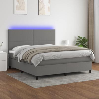 Boxspring met matras en LED stof donkergrijs 180x200 cm