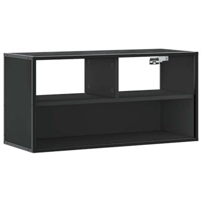Tv-meubel 80x31x39,5 cm bewerkt hout en metaal zwart