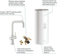 Grohe Red 3-in-1 kokend water kraan met U-uitloop en combi boiler supersteel - thumbnail