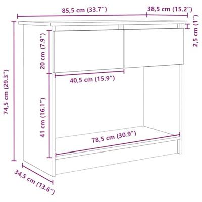 Wandtafel met lades 85,5x38,5x74,5 cm grijs Sonoma Wandtafel met lades 85,5x38,5x74,5 cm grijs Sonoma