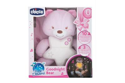 Chicco nachtlamp met geluid beer junior 27 cm polyester roze
