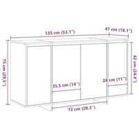 Dressoir Zwart eiken 135 x 41 x 69 cm Bewerkt hout - thumbnail