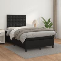 Boxspring met matras kunstleer zwart 120x190 cm - thumbnail