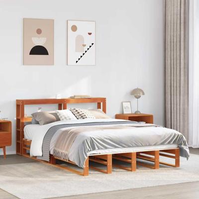 Bedframe zonder matras massief grenenhout wasbruin 150x200 cm