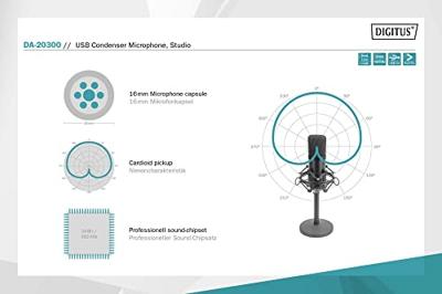 Digitus DA-20300 Spraakmicrofoon Statief Zendmethode:Kabelgebonden, USB Incl. shockmount, Incl. kabel, Incl. standaard, Voet USB, USB-A, USB-B Kabelgebonden, Digitus DA-20300 Spraakmicrofoon Statief Zendmethode:Kabelgebonden, USB Incl. shockmount, Incl. kabel, Incl. standaard, Voet USB, USB-A, USB-B Kabelgebonden,