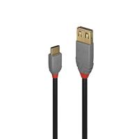 LINDY 36897 0,15 m USB 2.0 type C aan A adapterkabel, antraciet - thumbnail