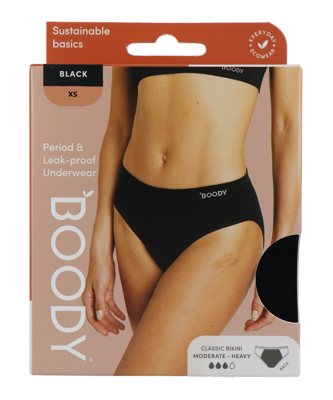 Boody Menstruatieondergoed Bikinislip Zwart Normaal/Hevig Maat XS
