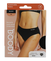 Boody Menstruatieondergoed Bikinislip Zwart Normaal/Hevig Maat XS - thumbnail