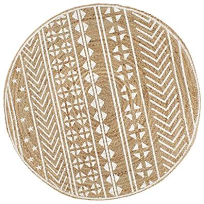VidaXL Vloerkleed handgemaakt met witte print 150 cm jute