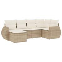 6-delige Loungeset met kussens poly rattan beige - thumbnail
