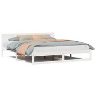 Bedframe met hoofdeinde Wit 200 x 200 cm Massief grenenhout - thumbnail