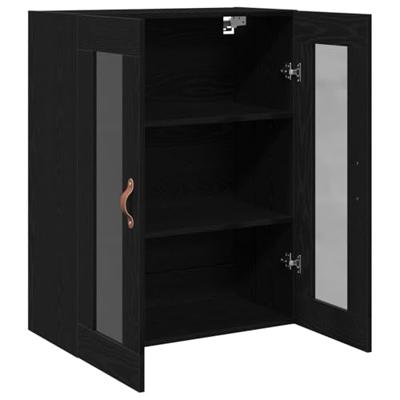 Wandkast Zwart Eiken 69,5 x 34 x 90 cm Bewerkt hout