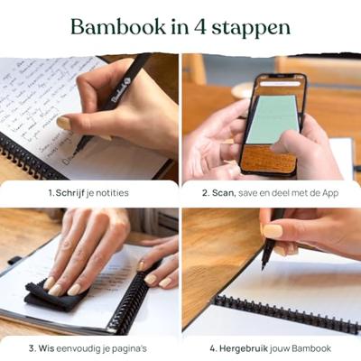 Notitieboek bambook navy a5 lijn 40pag uitwisb