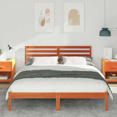 Bedframe Wasbruin 150 x 200 cm Massief grenenhout