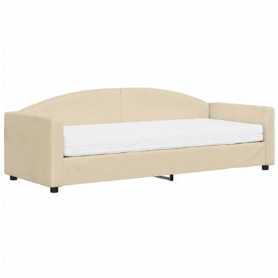 Slaapbank met matras 80x200 cm stof crèmekleurig - thumbnail
