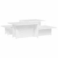 Salontafels 2 st bewerkt hout wit - thumbnail