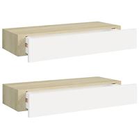 VidaXL Wandladeplanken 2 st eiken en wit 60x23,5x10cm mdf - thumbnail