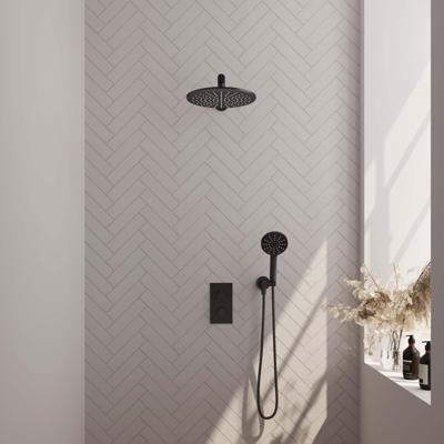 Inbouw Regendouche Set Brauer Black Edition Wanduitloop Ronde Hoofddouche 30 cm Met Handdouche 3 Standen Mat Zwart Brauer