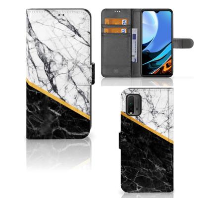 Xiaomi Redmi 9T | Poco M3 | Bookcase | Marmer Wit Zwart - Origineel Cadeau Man