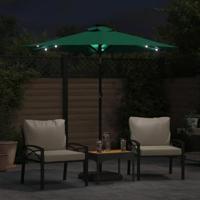 Parasol met LED's en stalen paal 225x225x212 cm groen - thumbnail
