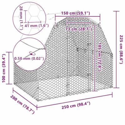 Kippenren met dak 2,5x2x2,25 m gegalvaniseerd staal Kippenren met dak 2,5x2x2,25 m gegalvaniseerd staal