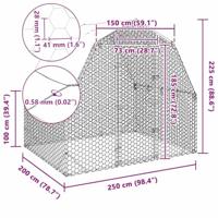 Kippenren met dak 2,5x2x2,25 m gegalvaniseerd staal - thumbnail