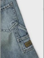 Taps toelopende jeans in worker-stijl voor babyjongens van NAME IT jeansblauw - thumbnail