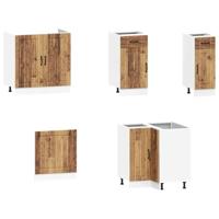 11-delige Keukenkastenset Lucca bewerkt hout oud houtkleurig - thumbnail