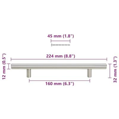 VidaXL Handvatten 10 st 160 mm roestvrij staal zilverkleurig VidaXL Handvatten 10 st 160 mm roestvrij staal zilverkleurig