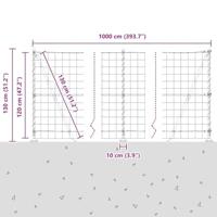 VidaXL Hek met paal grijs 1,2 x 10 m staal - thumbnail