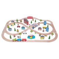 Bigjigs houten treinset stad en land, 101dlg. - thumbnail